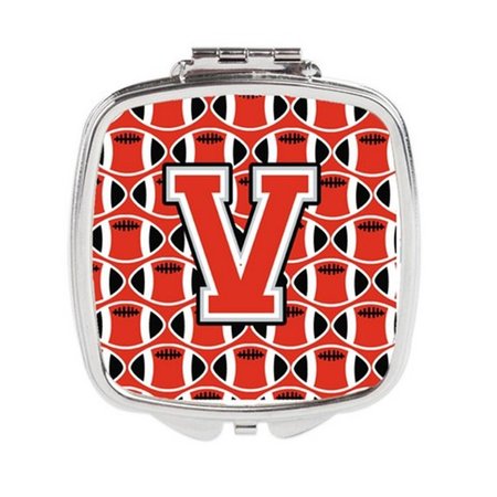 CAROLINES TREASURES Letter V Football Scarlet and Grey Compact Mirror CJ1067-VSCM